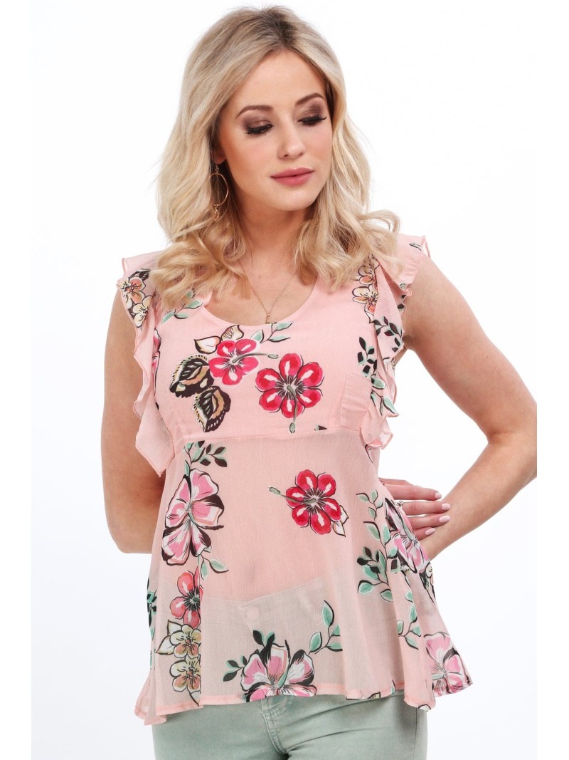 Powder floral blouse for everyday use MP28633 - Online store - Boutique